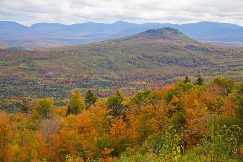 New Hampshire's mountain landscape in autumn.