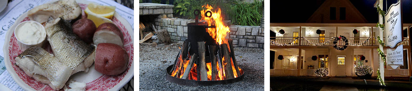 Fish boil at The White Gull Inn on a fall evening.