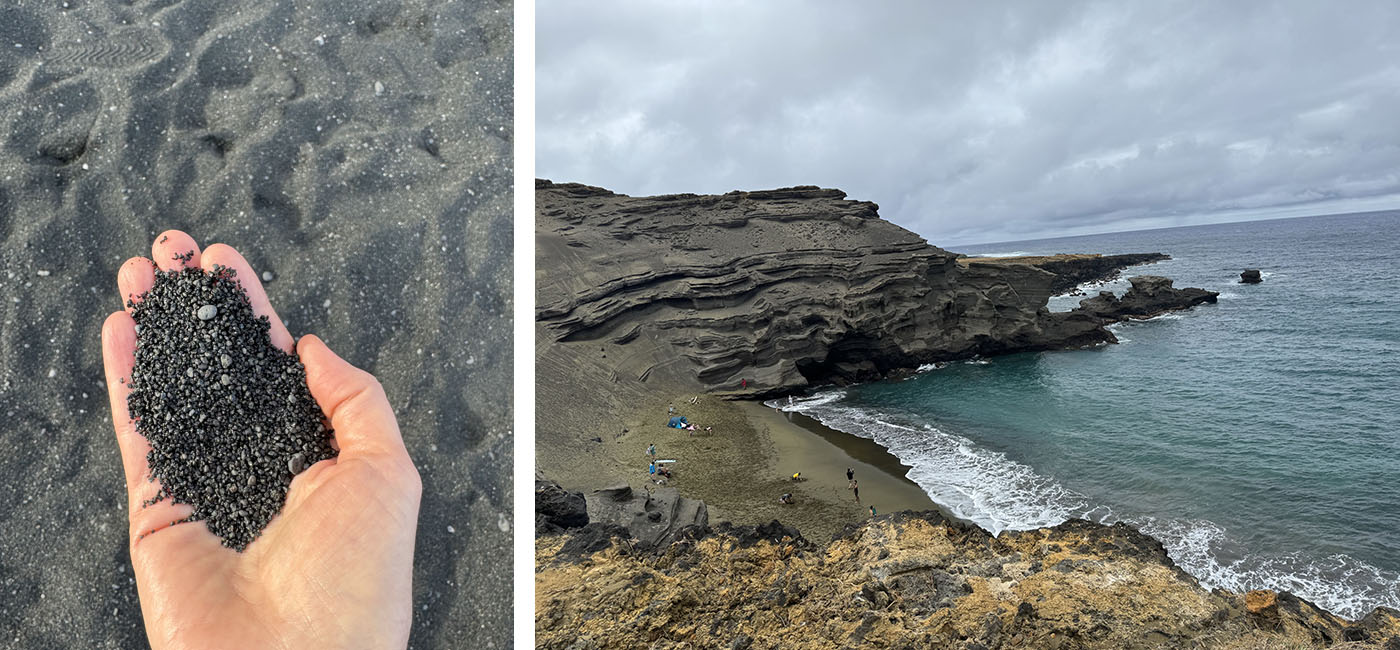 Hawaii_Black sand at Punalu`u_Papakōlea Beach, one of world’s few green beaches