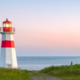Lighthouse in New Brunswick during sunset.