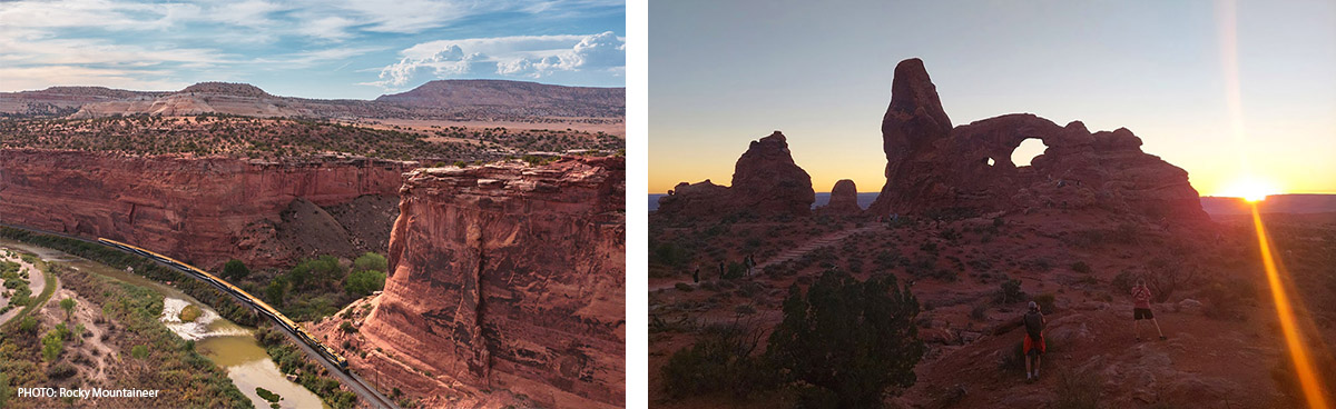 Rocky Mountaineer_Train Ruby Canyon_Sunset_Arches National Park_2 copy